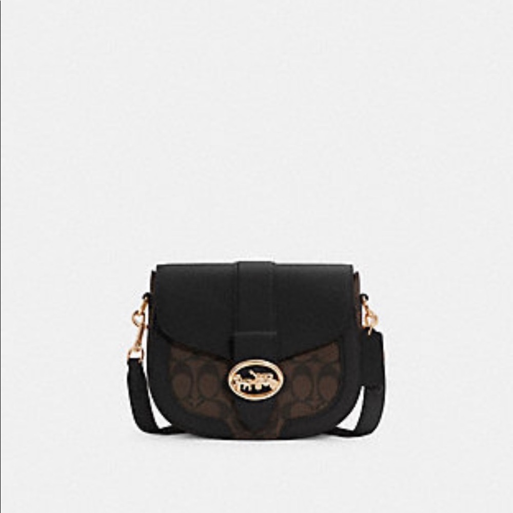 NWOT COACH Georgie Saddle Bag In Signature Canvas